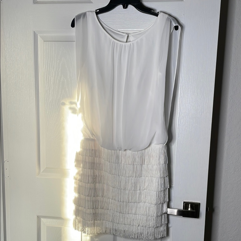 NWT Cache tank fringe mini dress